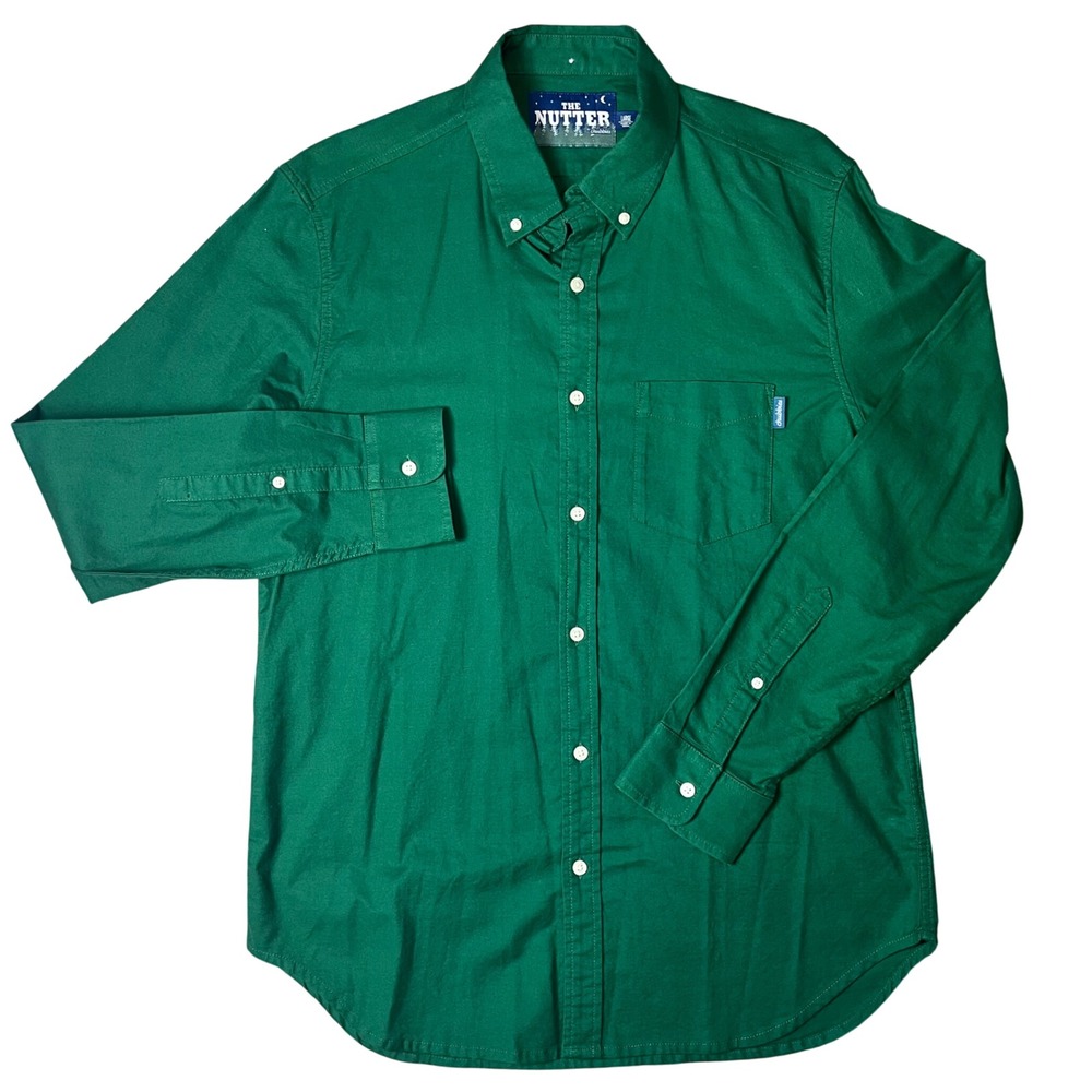 Chubbies The Nutter Button Down Shirt Mens Large Green Long Sleeve Stretch Solid